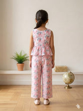 Load image into Gallery viewer, Doodle Printed Textured Co-ord Pant Set || White || Full Length || Sleeveless || 4Y-12Y

