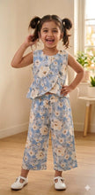 Load image into Gallery viewer, Doodle Printed Textured Co-ord Pant Set || Blue || Full Length || Sleeveless || 4Y-12Y
