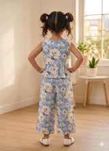 Load image into Gallery viewer, Doodle Printed Textured Co-ord Pant Set || Blue || Full Length || Sleeveless || 4Y-12Y
