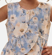 Load image into Gallery viewer, Doodle Printed Textured Co-ord Pant Set || Blue || Full Length || Sleeveless || 4Y-12Y
