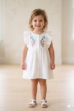 Load image into Gallery viewer, Doodle Solid Embroidery Dress|| White || Knee Length || Sleeveless || 6M-4Y
