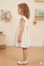 Load image into Gallery viewer, Doodle Solid Dress With Bow || Offwhite || Knee Length || Cap Sleeve || 6M-4Y
