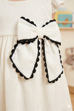 Load image into Gallery viewer, Doodle Solid Dress With Bow || Offwhite || Knee Length || Cap Sleeve || 6M-4Y
