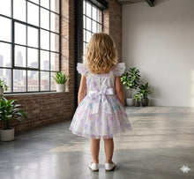 Load image into Gallery viewer, Doodle Printed Foil Dress || Offwhite || Knee Length || Cap Sleeve || 6M-4Y
