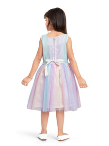 Doodle Girls Unicorn Multi Net and Sequence Sleeveless Party Dress