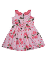 Load image into Gallery viewer, Pink Satin Floral Printed Dress with Peter Pan Collar
