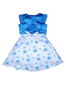 Blue A-Line Tissue Dress With Shrug