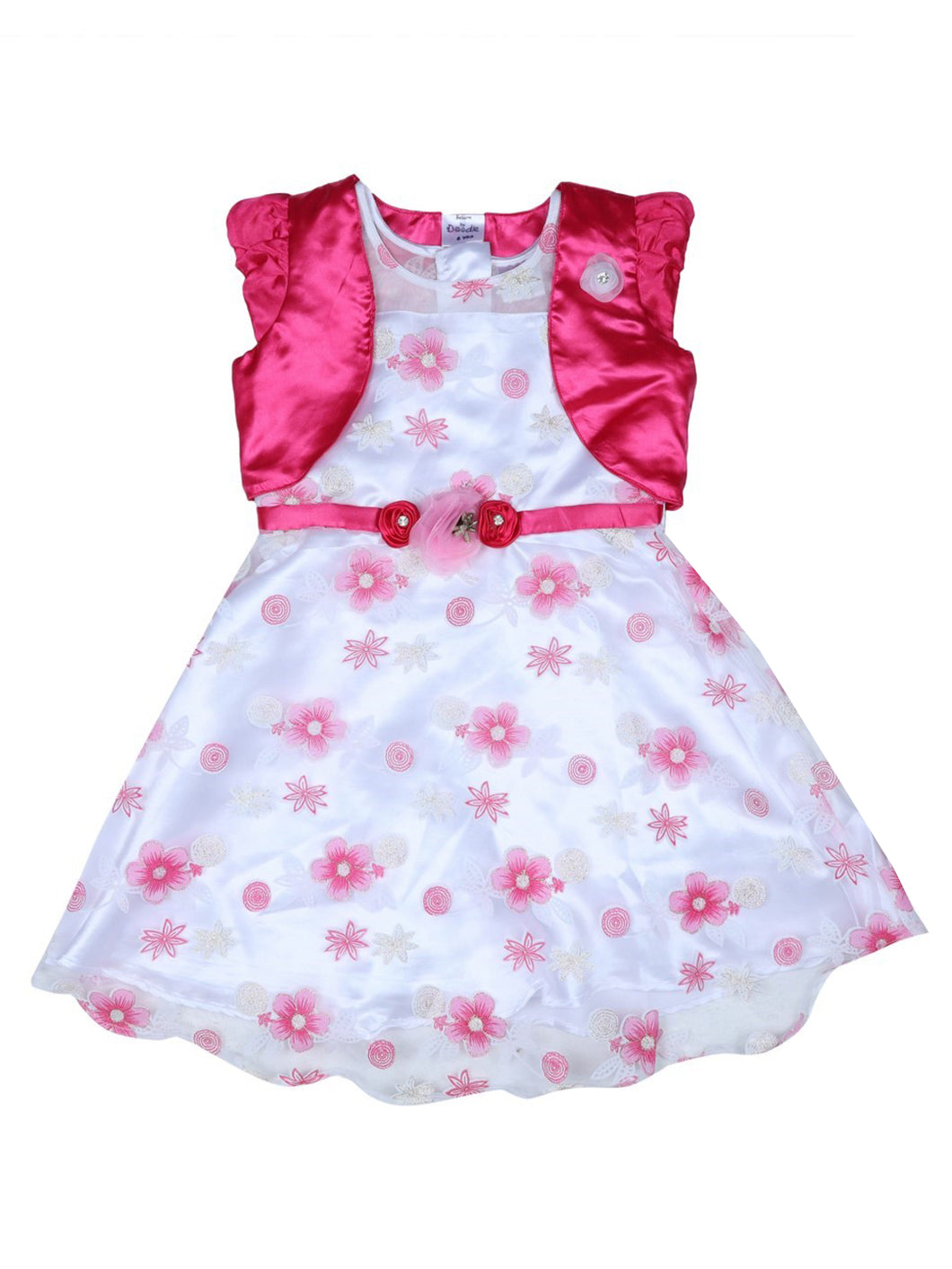 Pink A-Line Tissue Dress With Shrug