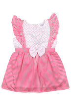 Load image into Gallery viewer, Pink Polyester Stripe and Polka Printed Ruffle Dress
