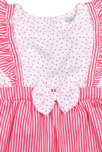 Load image into Gallery viewer, Pink Polyester Stripe and Polka Printed Ruffle Dress
