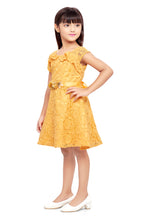 Load image into Gallery viewer, Musturd Lace Ruffle Dress With Cap Sleeve
