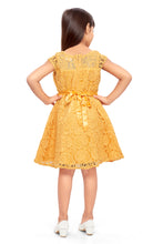 Load image into Gallery viewer, Musturd Lace Ruffle Dress With Cap Sleeve
