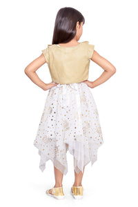 Offwhite Foil Printed Kerchief Dress With Shrug