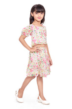 Load image into Gallery viewer, Pink Chiffon Floral Printed Co-ord Skirt Set
