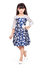 Load image into Gallery viewer, Navy Floral Printed Balloon Dress
