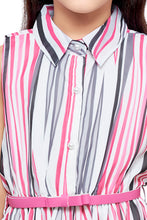 Load image into Gallery viewer, Pink Chiffon Abstract Printed Shirt Dress
