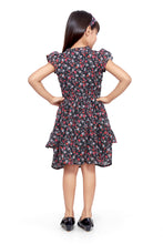 Load image into Gallery viewer, Black Chiffon Floral Printed Shirt Dress
