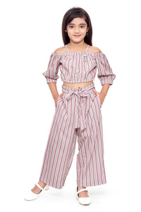 Pink Soft Stretch Striped Co-ord Pant Set