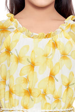 Load image into Gallery viewer, Yellow Crinkle Chiffon Dress with Belt and Hair Band
