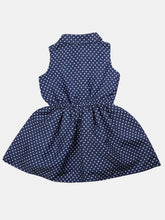 Load image into Gallery viewer, Navy Polka Polyester Shirt Dress
