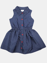 Load image into Gallery viewer, Navy Polka Polyester Shirt Dress
