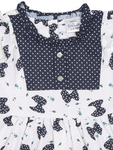 Load image into Gallery viewer, Navy With White Polyester Butterfly Printed Cap Sleeve Dress
