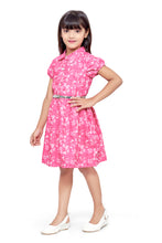 Load image into Gallery viewer, Pink With White Printed Shirt Dress With Belt
