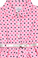Load image into Gallery viewer, Pink Polka Printed Shirt Dress With Belt

