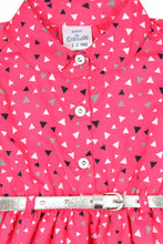 Load image into Gallery viewer, Pink All Over Printed Shirt Dress with Belt
