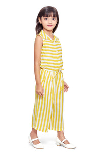 Yellow Rayon Stripe Jumpsuit