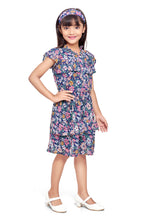 Load image into Gallery viewer, Navy Chiffon Floral Printed Shirt Dress With Cap Sleeve
