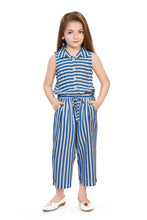 Load image into Gallery viewer, Blue Rayon Stripe Jumpsuit
