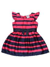 Load image into Gallery viewer, Navy and Pink Satin Stripe A-Line Dress
