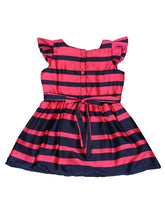 Load image into Gallery viewer, Navy and Pink Satin Stripe A-Line Dress
