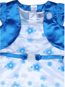 Blue A-Line Tissue Dress With Shrug