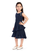 Load image into Gallery viewer, Navy Striped Ruffle Dress
