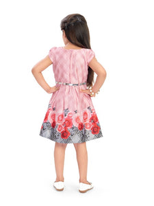 Pink Printed Satin Dress