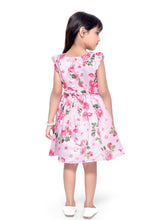 Load image into Gallery viewer, Pink Floral Printed Satin Dress
