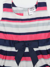 Load image into Gallery viewer, Navy Satin Stripe Print Dress
