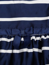 Load image into Gallery viewer, Navy and Yellow Stripe Satin Dress
