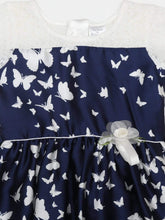Load image into Gallery viewer, Navy Satin Printed Balloon Dress
